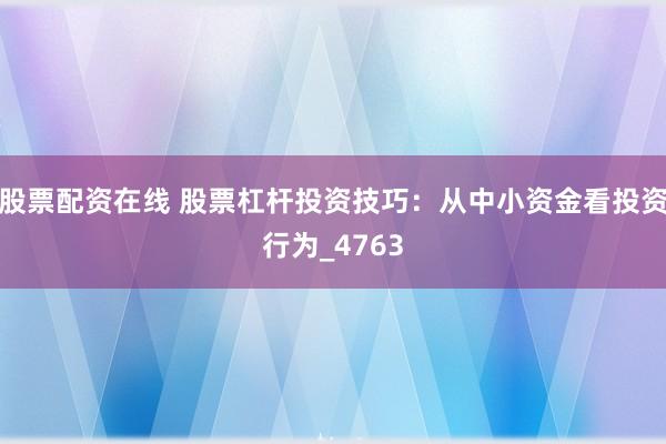 股票配资在线 股票杠杆投资技巧：从中小资金看投资行为_4763