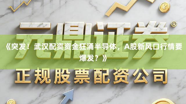 《突发！武汉配资资金狂涌半导体，A股新风口行情要爆发？》