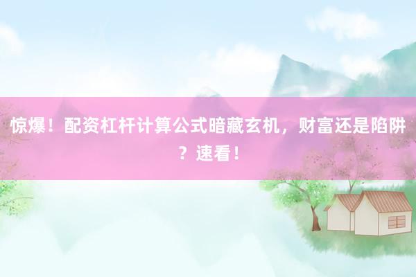 惊爆！配资杠杆计算公式暗藏玄机，财富还是陷阱？速看！