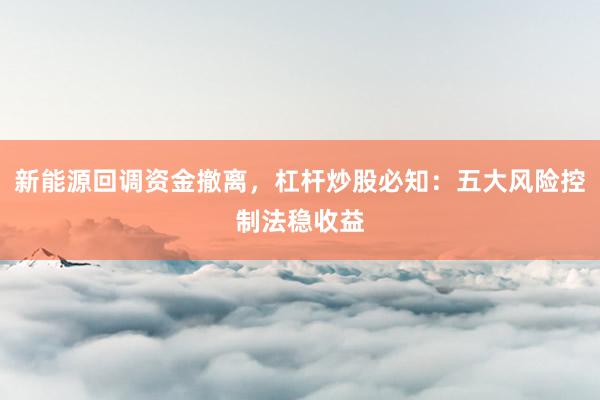新能源回调资金撤离，杠杆炒股必知：五大风险控制法稳收益