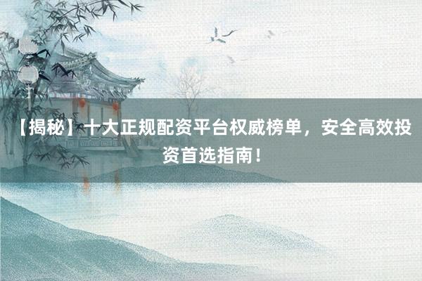 【揭秘】十大正规配资平台权威榜单，安全高效投资首选指南！
