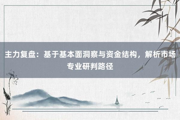 主力复盘：基于基本面洞察与资金结构，解析市场专业研判路径