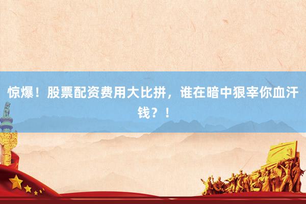 惊爆！股票配资费用大比拼，谁在暗中狠宰你血汗钱？！